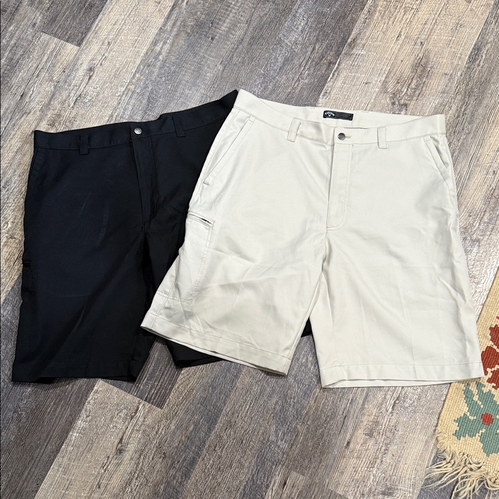 Callaway Men's Black and Cream Cargo Shorts